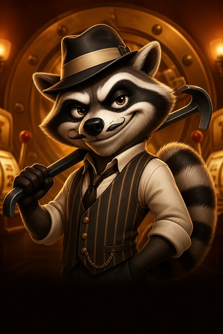 Cartoon raccoon bandit for Le Bandit at N1Bet