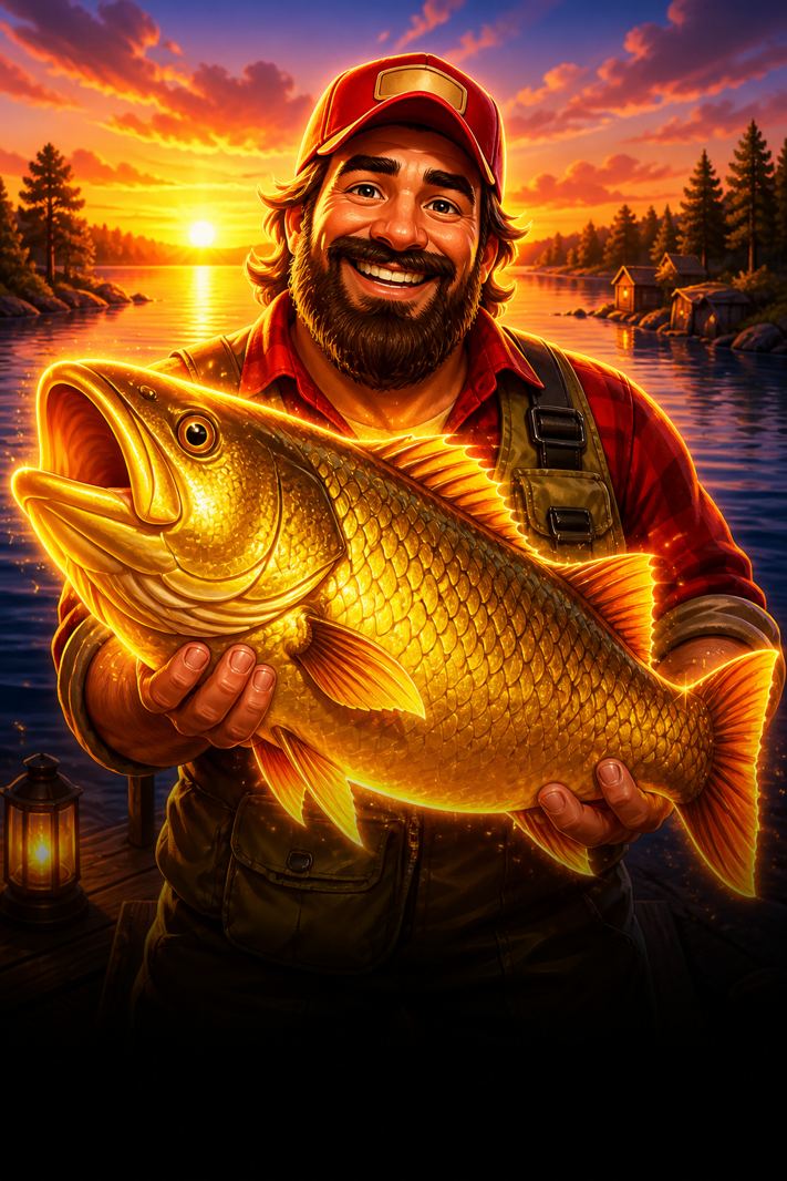 Fisherman with a golden fish for Blast the Bass at N1Bet