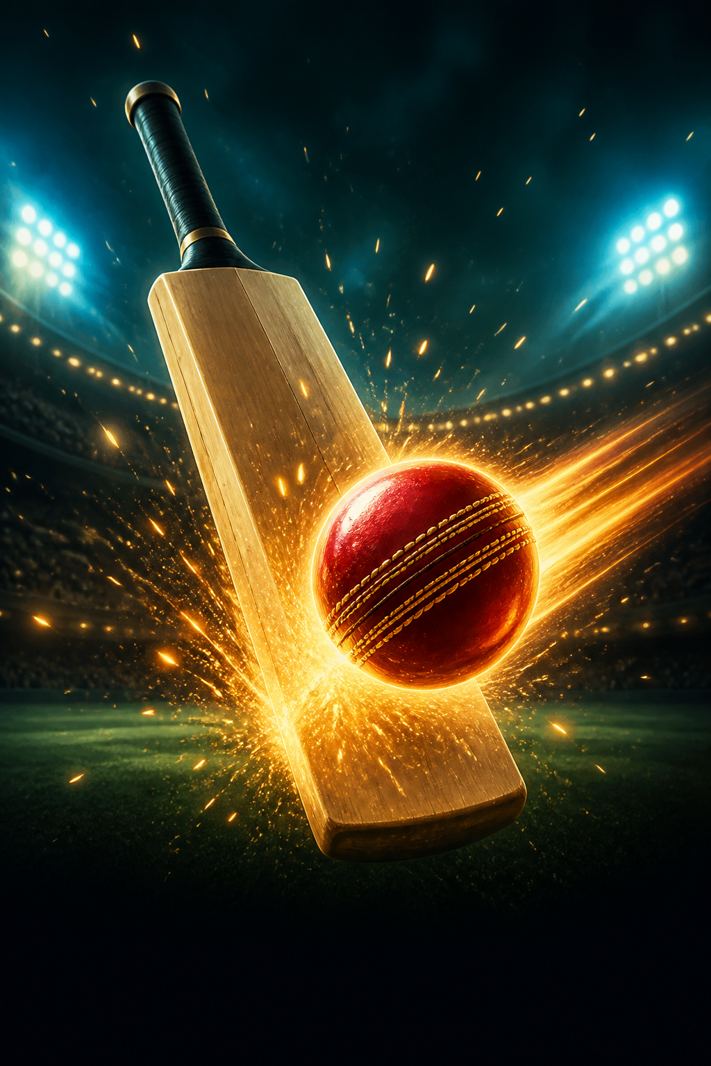Cricket bat and red ball for Cricket Rush at N1Bet