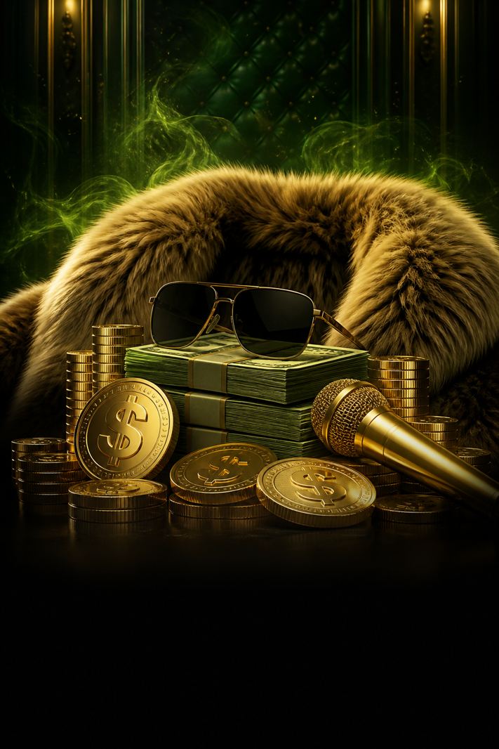 Gold dollars, fur collar and microphone for Snoop Dog Dollars at N1Bet