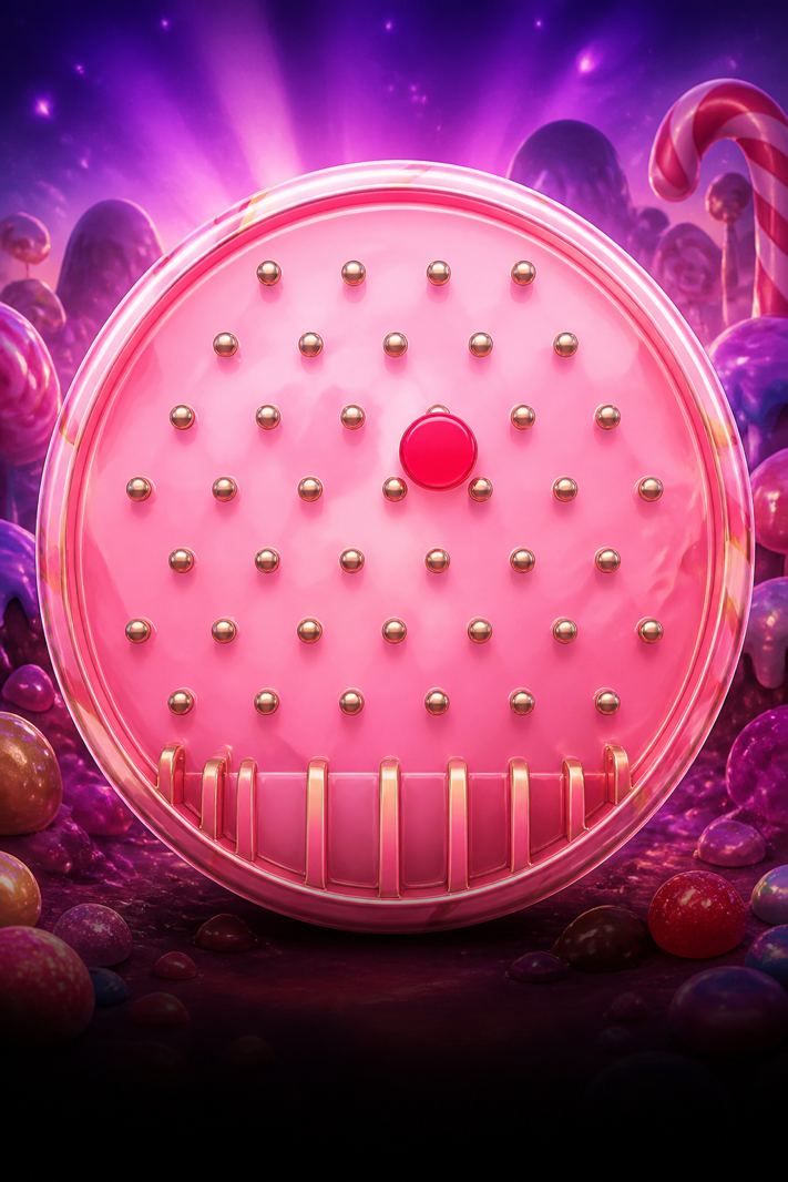 Pink candy and plinko pegs for Sugar Plinko at N1Bet