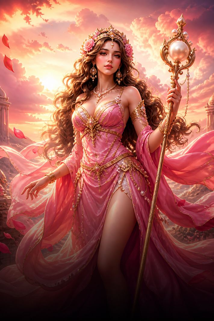 Goddess in pink silk for Hearts of Venus at N1Bet